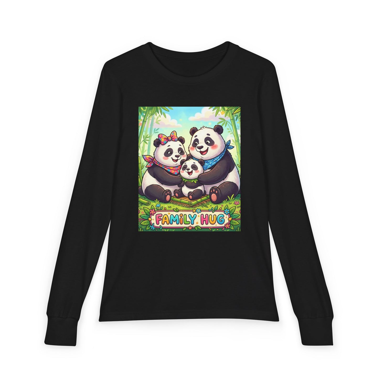 Family Hug Panda Youth Jersey Long Sleeve Tee