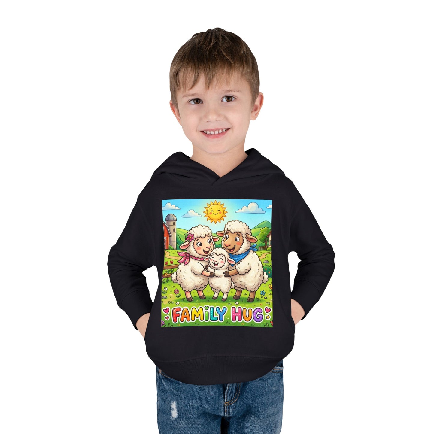 Family Hug Lamb Toddler Pullover Fleece Hoodie
