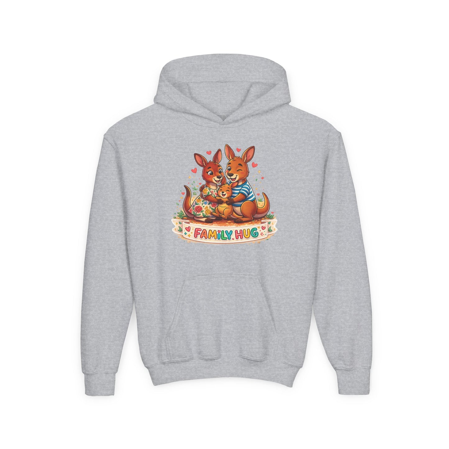 Family Hug Kangaroo Youth Heavy Blend Hooded Sweatshirt