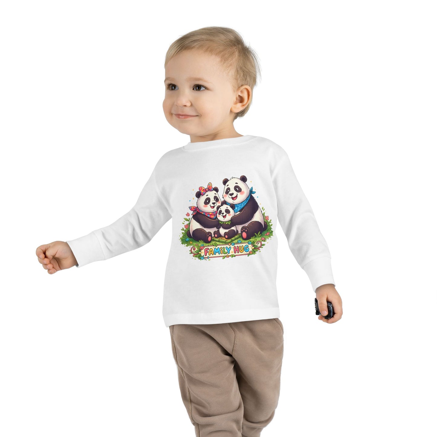 Family Hug Panda Toddler Long Sleeve Tee