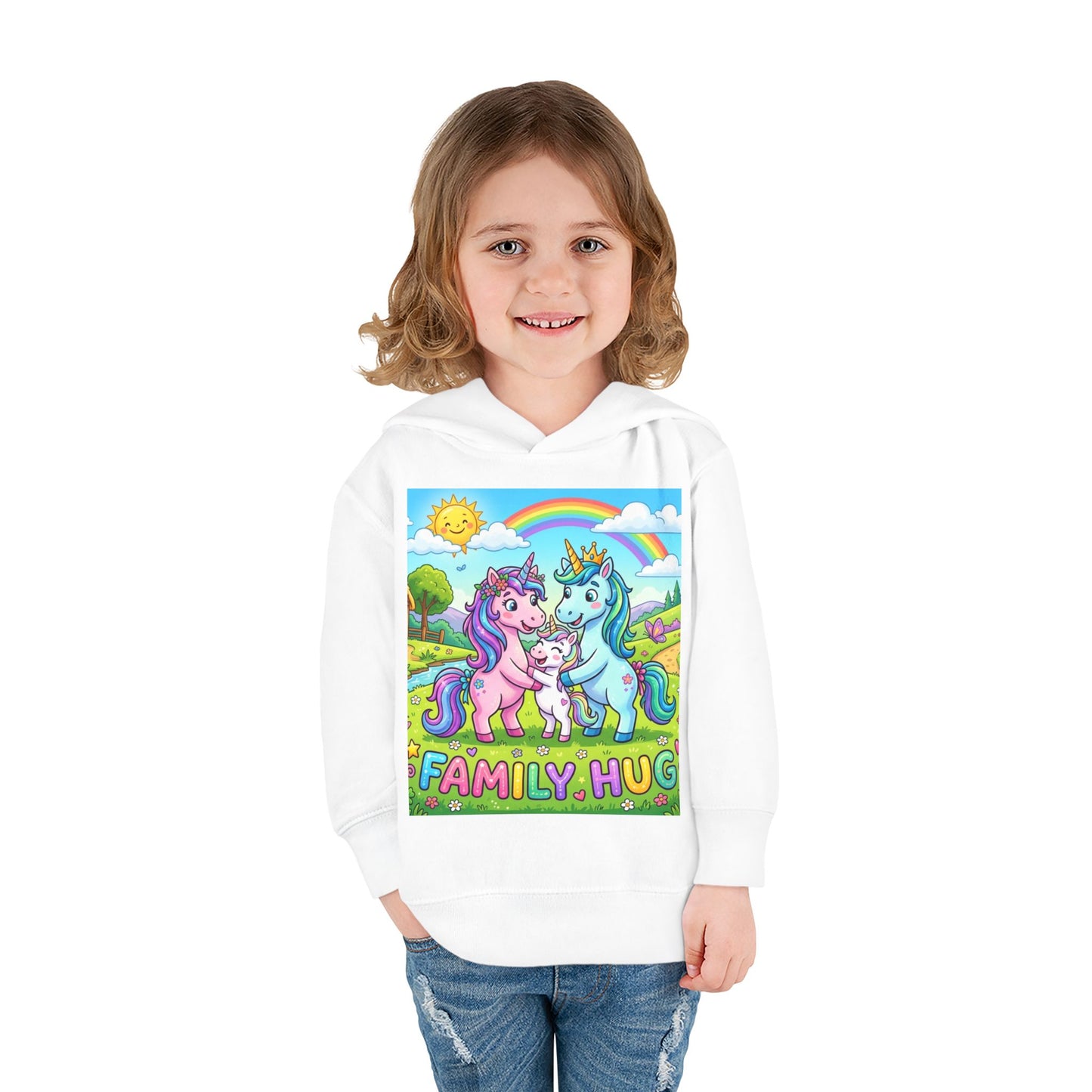 Family Hug Unicorn Toddler Pullover Fleece Hoodie