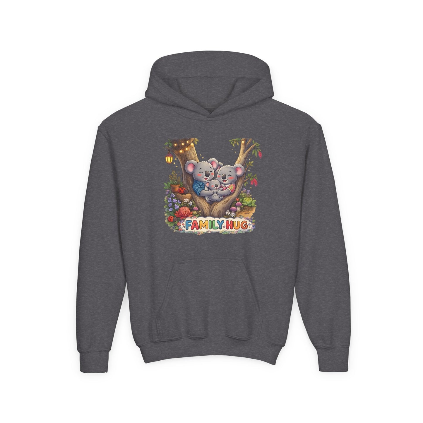 Family Hug Koala Youth Heavy Blend Hooded Sweatshirt