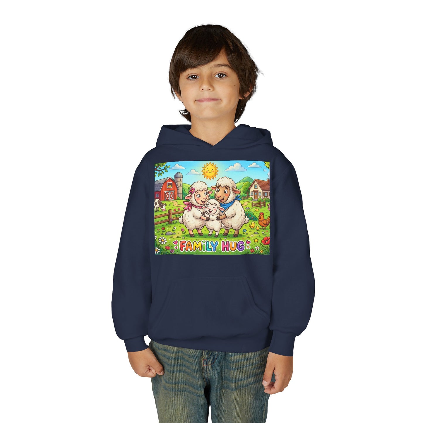 Family Hug Lamb Youth Heavy Blend Hooded Sweatshirt