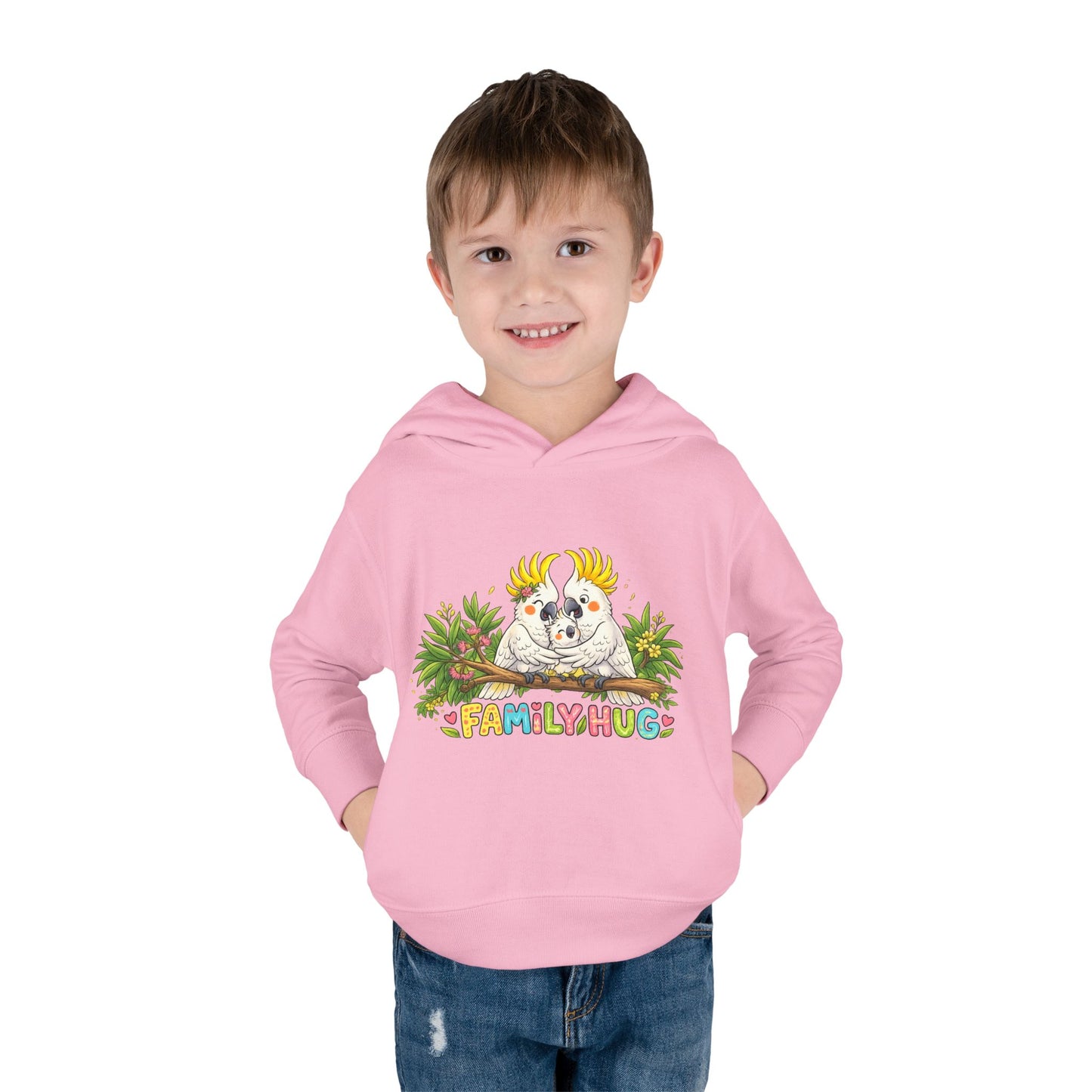 Family Hug Cockatoo Toddler Pullover Fleece Hoodie