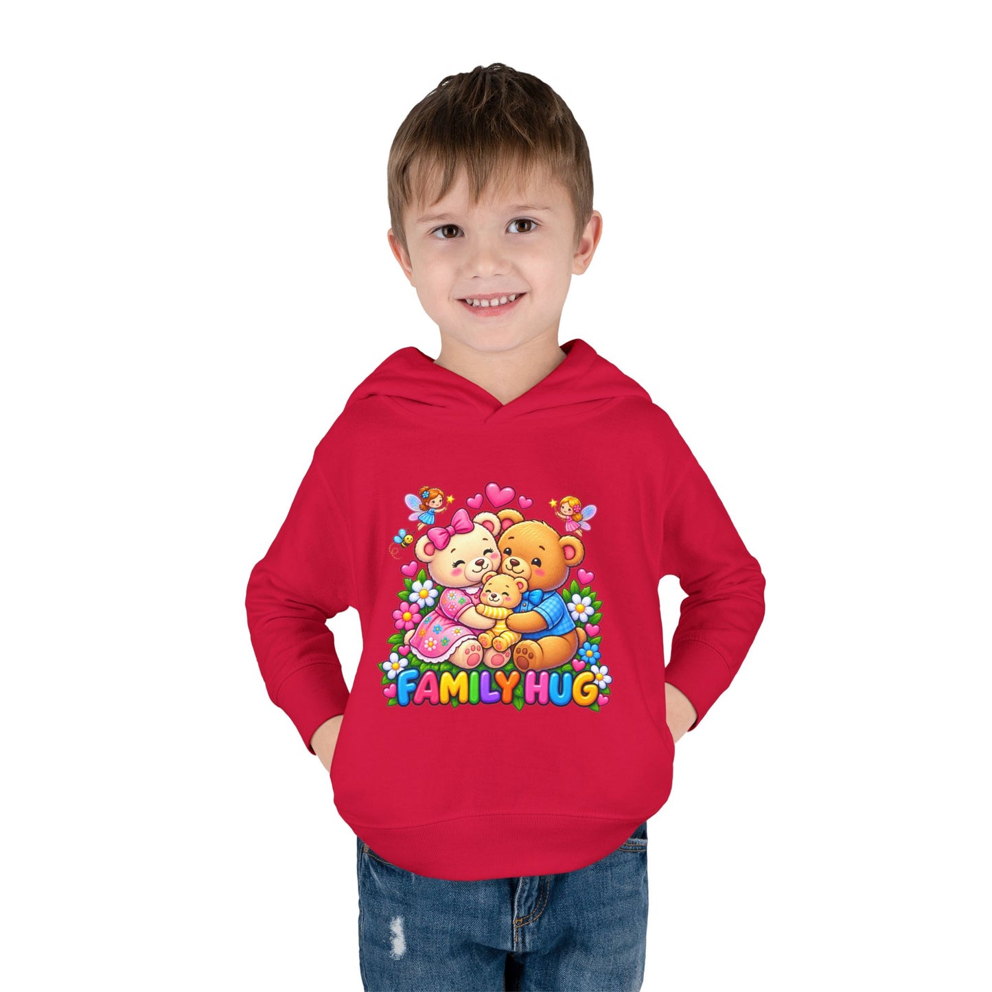 Family Hug Teddy Toddler Pullover Fleece Hoodie