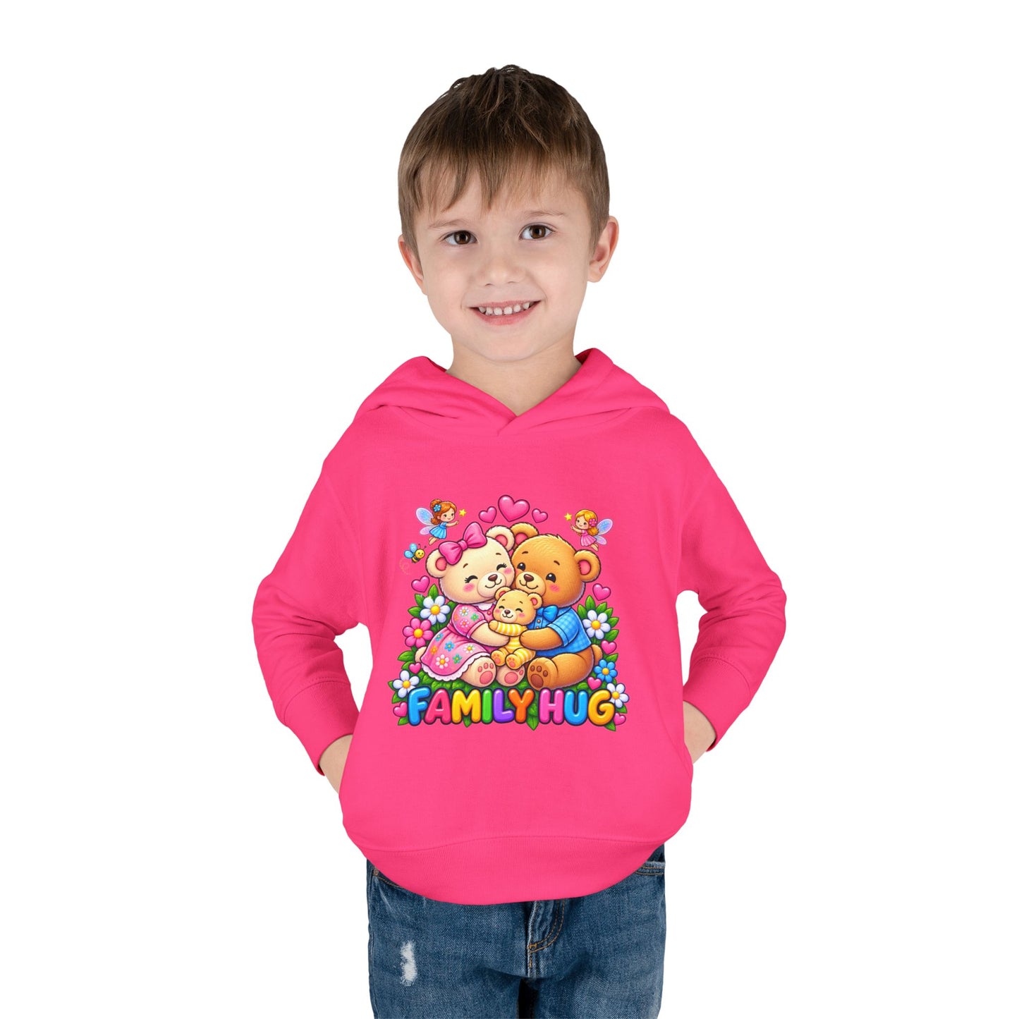 Family Hug Teddy Toddler Pullover Fleece Hoodie