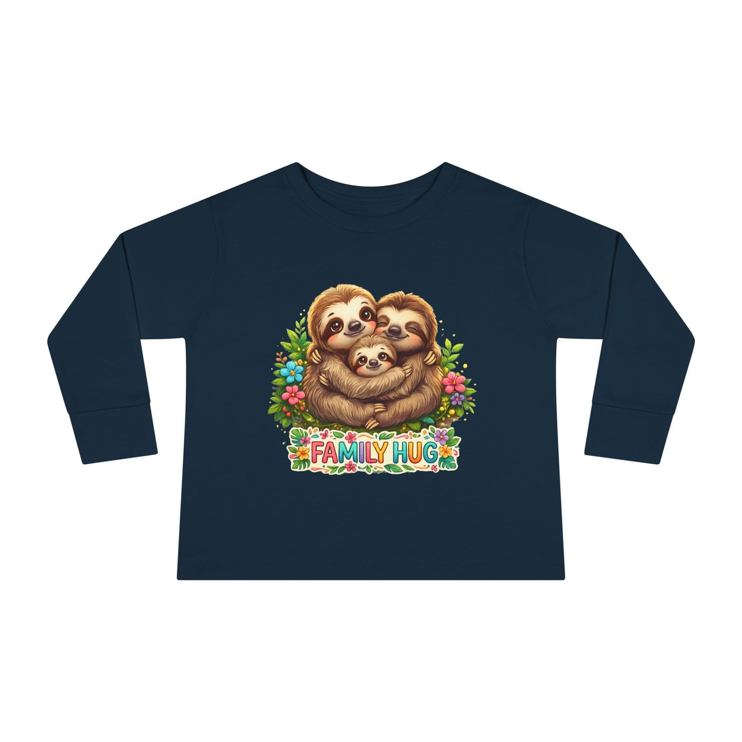 Family Hug Sloth Toddler Long Sleeve Tee