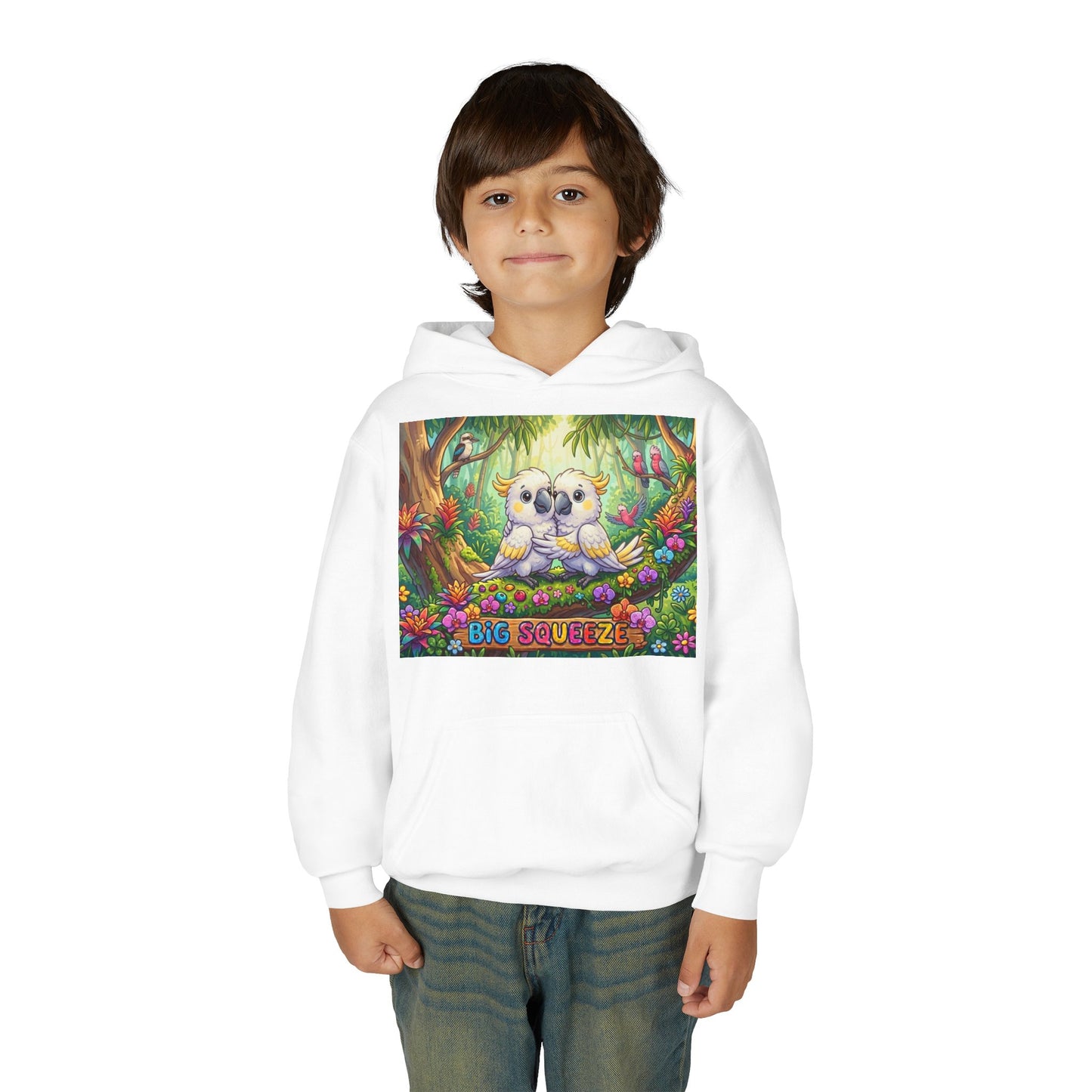 Big Squeeze Cockatoo Youth Heavy Blend Hooded Sweatshirt