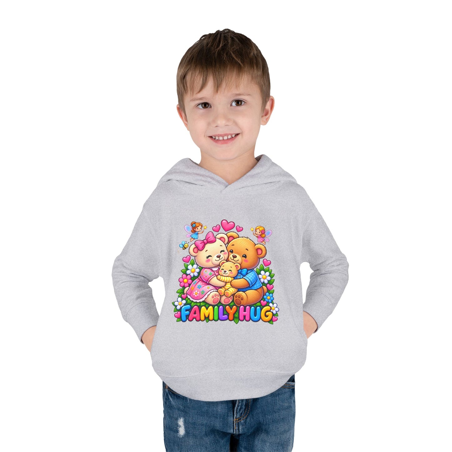 Family Hug Teddy Toddler Pullover Fleece Hoodie