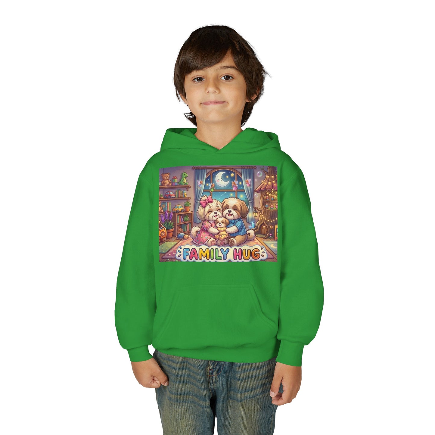 Family Hug Shih Tzu Youth Heavy Blend Hooded Sweatshirt
