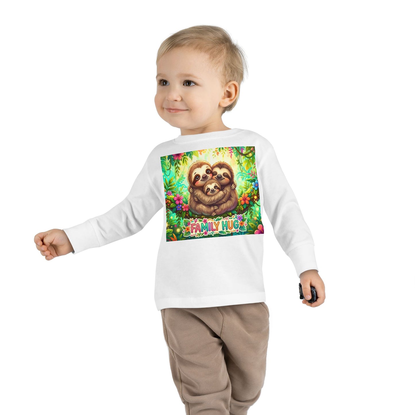 Family Hug Sloth Toddler Long Sleeve Tee
