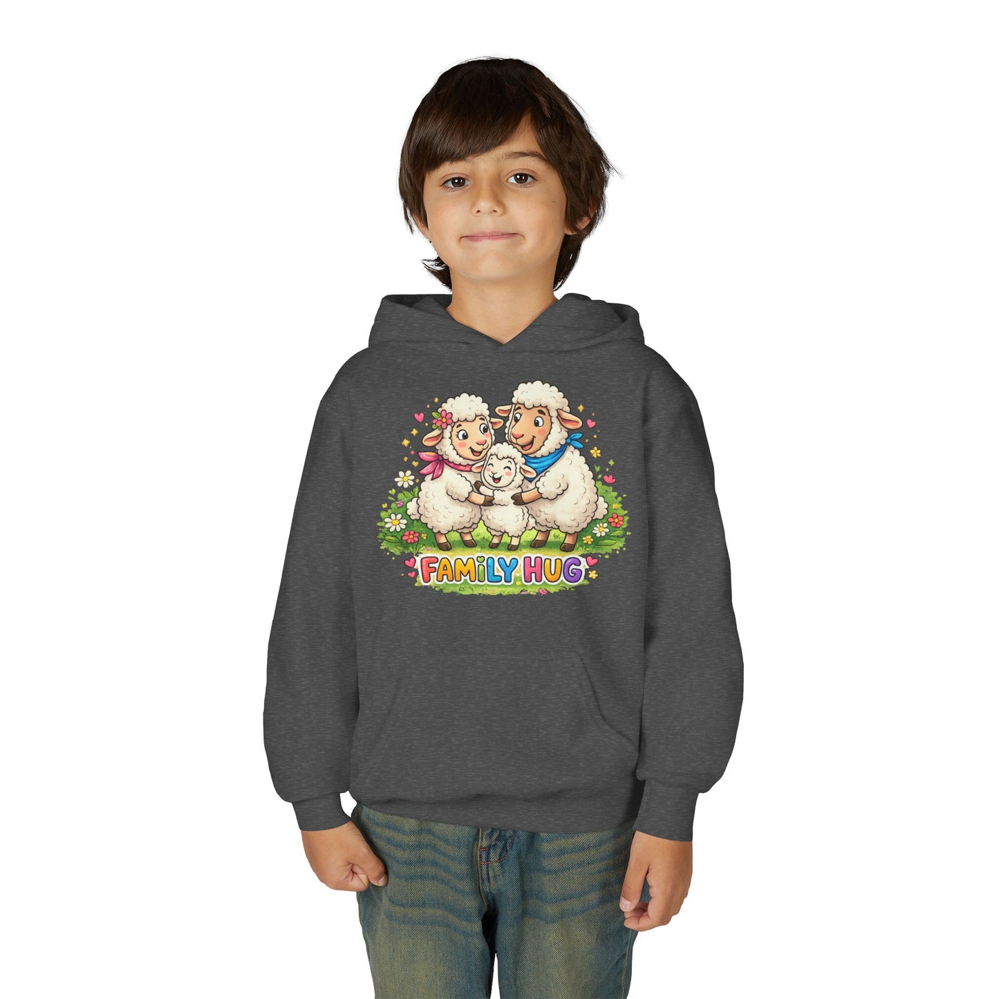 Family Hug Lamb Youth Heavy Blend Hooded Sweatshirt