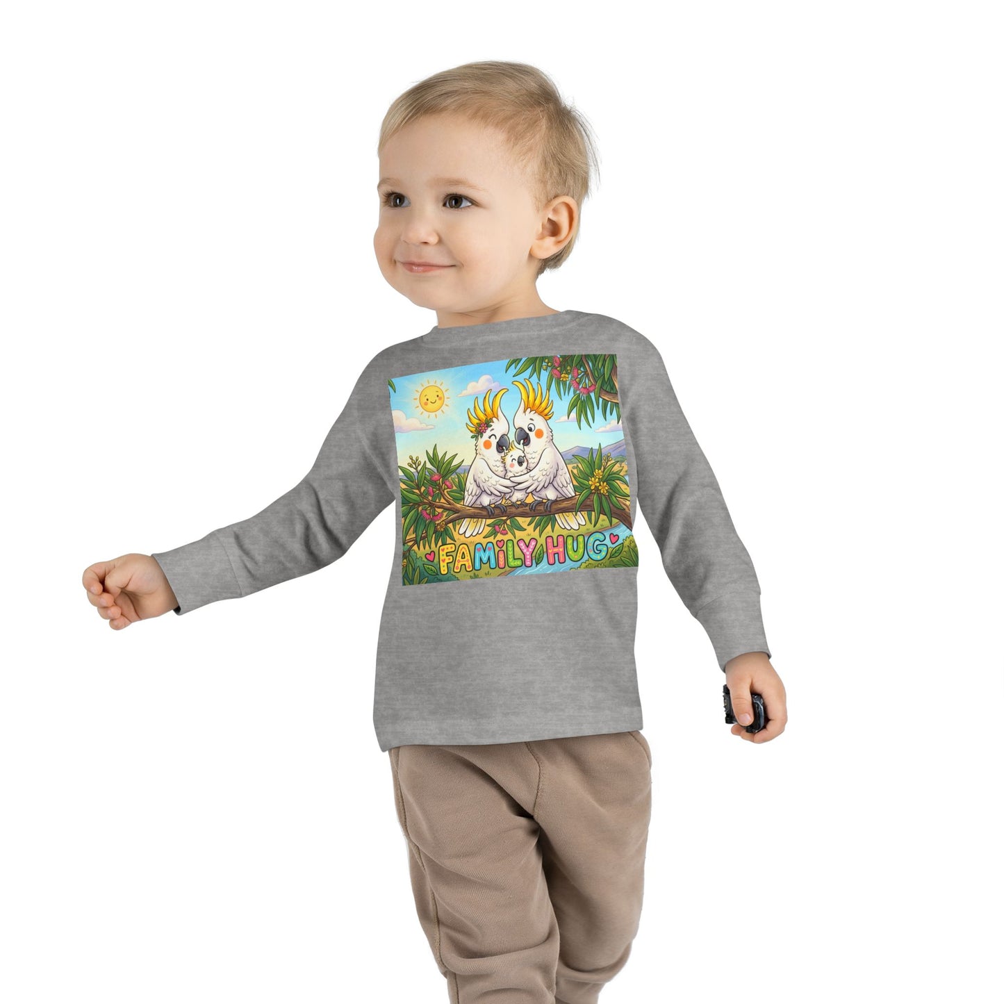 Family Hug Cockatoo Toddler Long Sleeve Tee