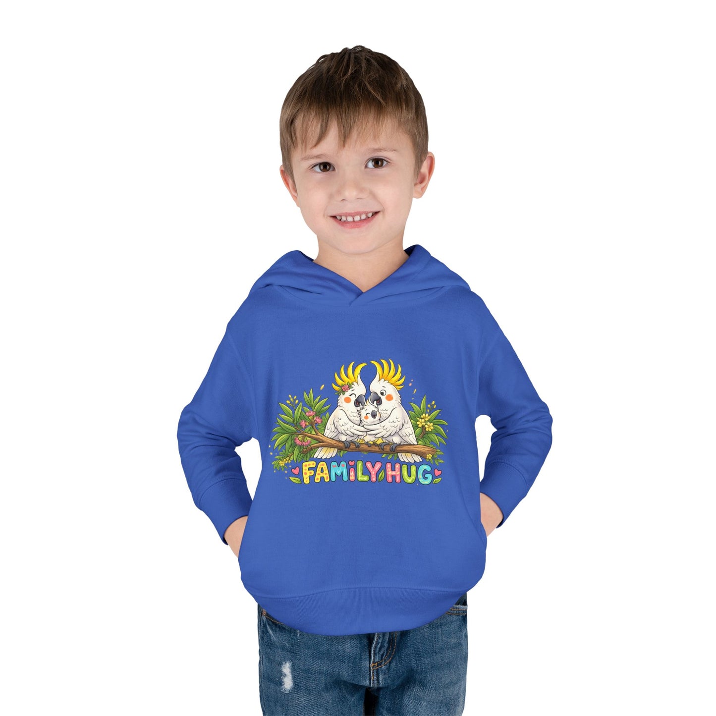 Family Hug Cockatoo Toddler Pullover Fleece Hoodie