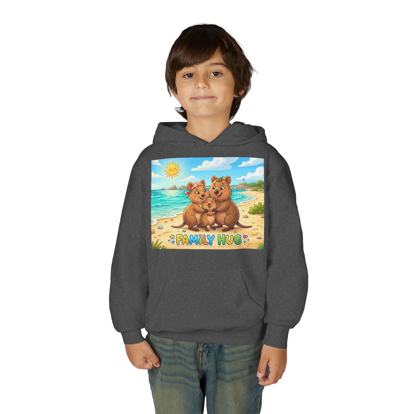 Family Hug Quokka Youth Heavy Blend Hooded Sweatshirt