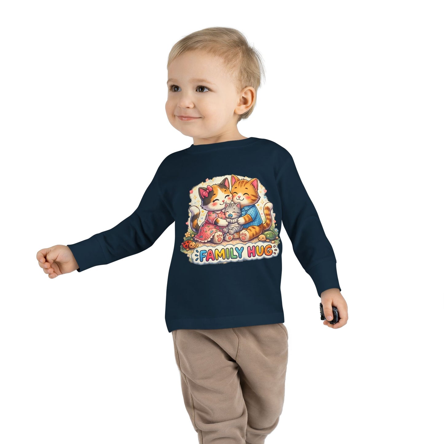 Family Hug Kitten Toddler Long Sleeve Tee