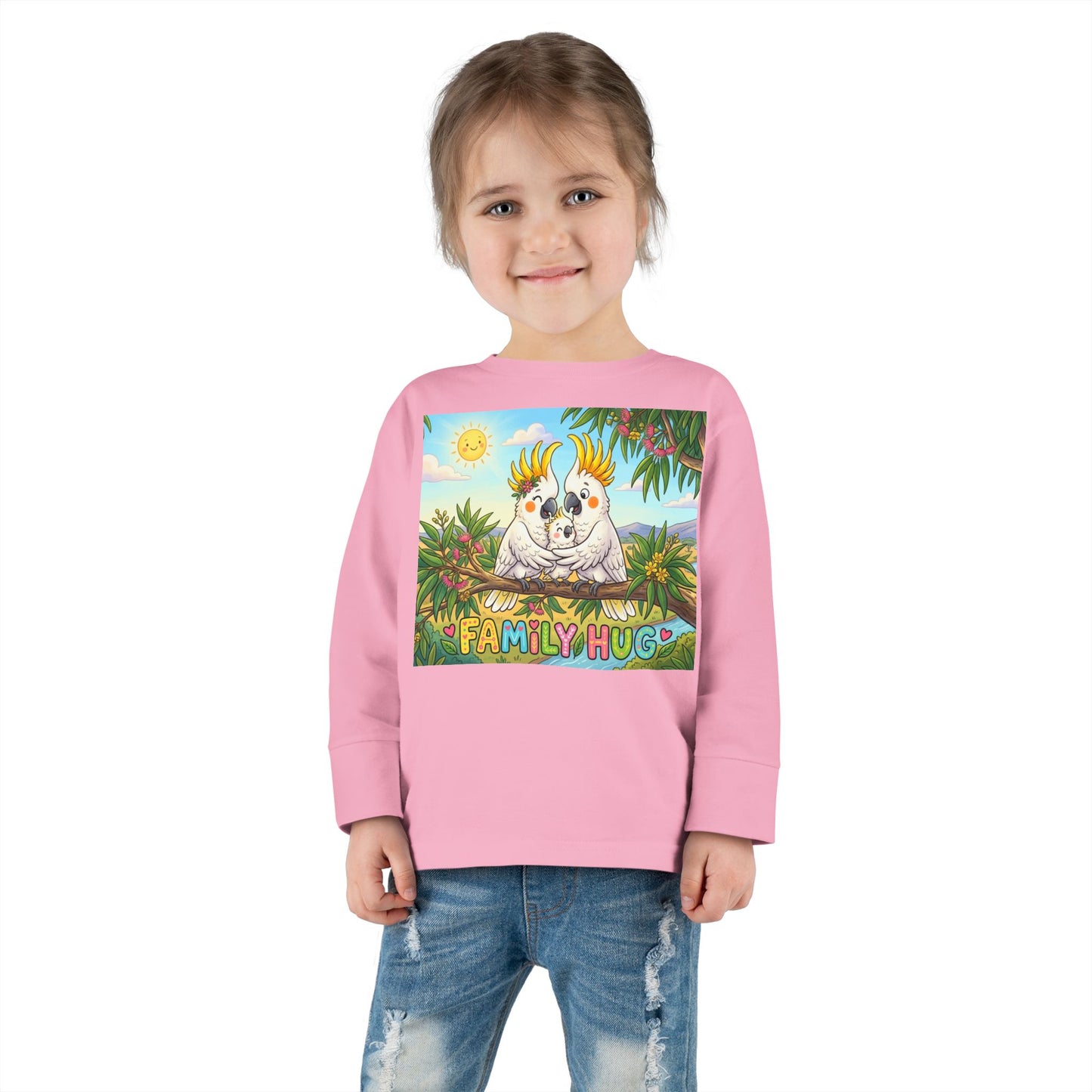 Family Hug Cockatoo Toddler Long Sleeve Tee