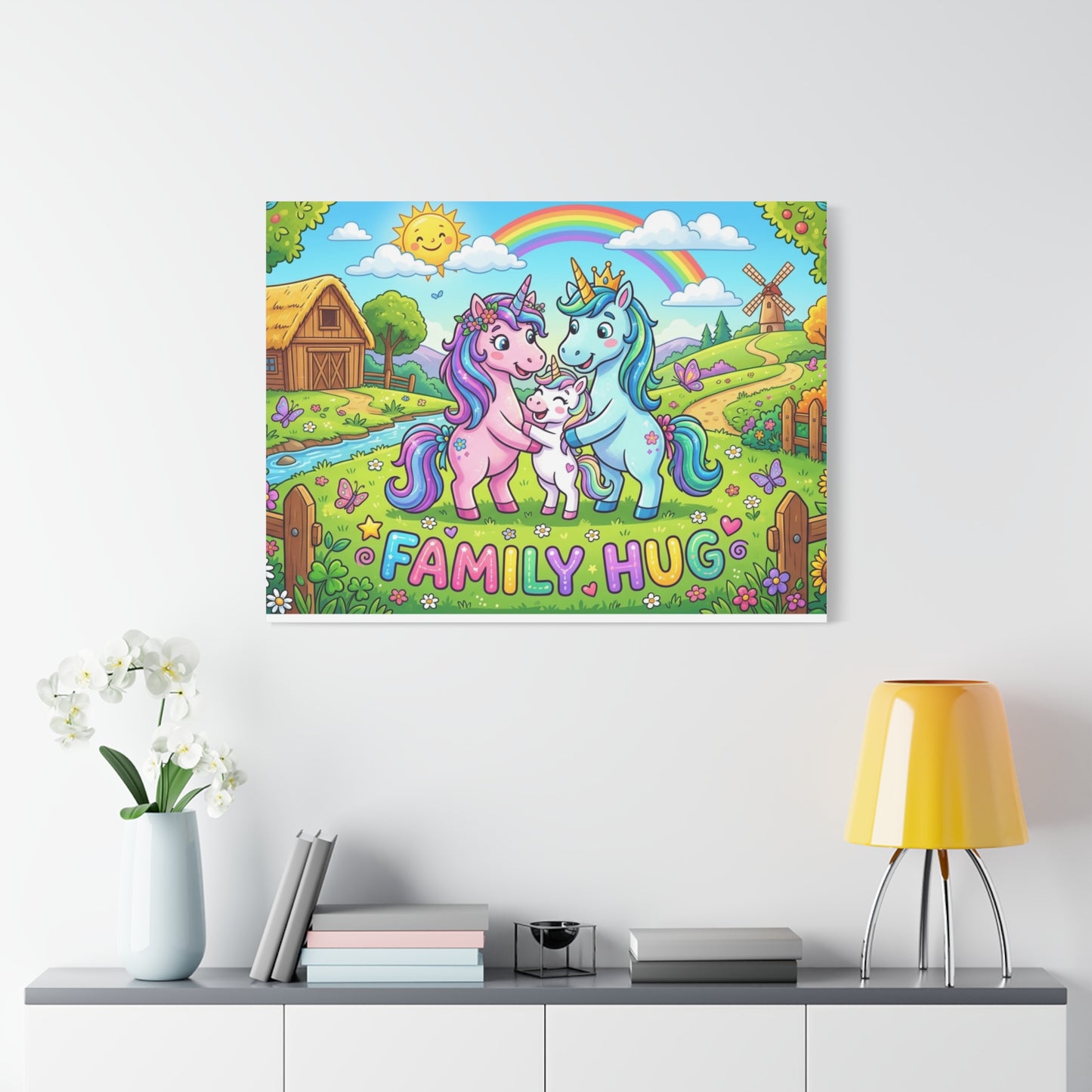 Family Hug Unicorn Classic Canvas