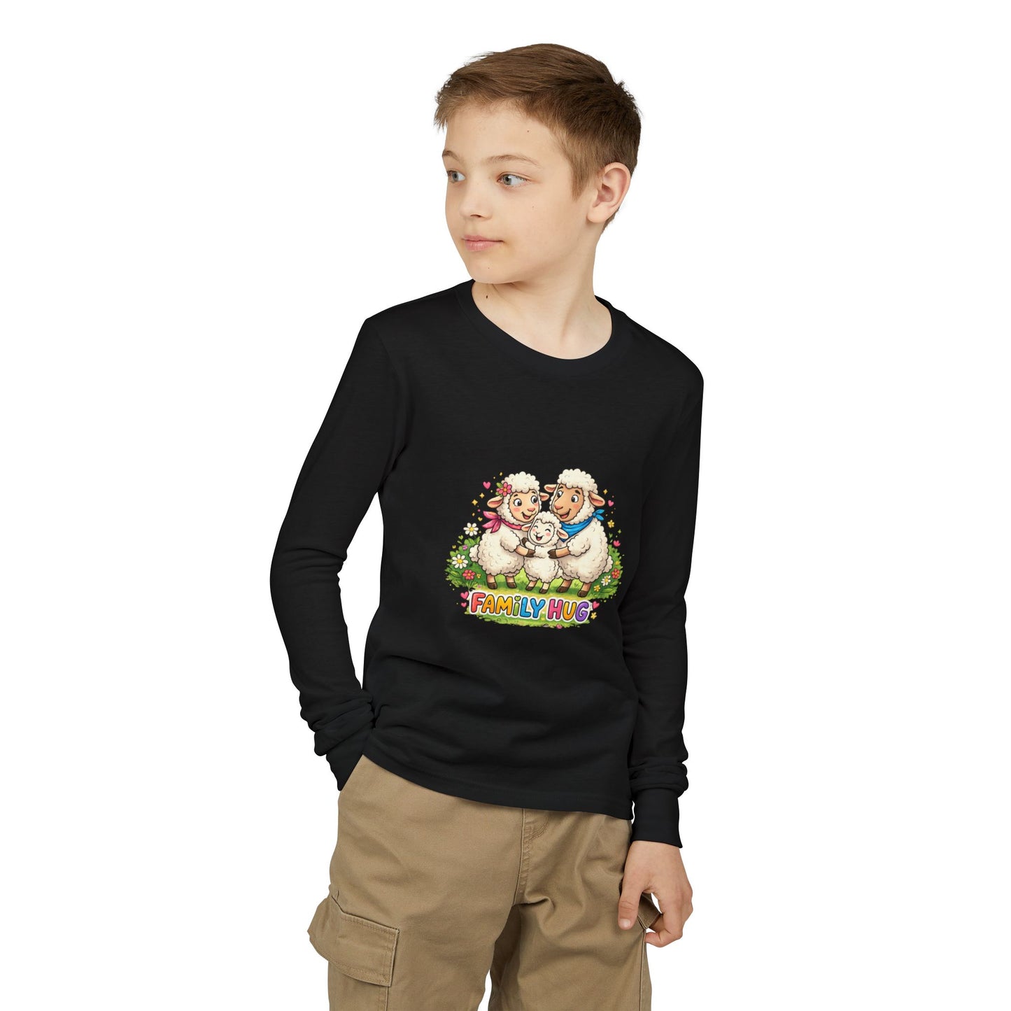 Family Hug Lamb Youth Jersey Long Sleeve Tee