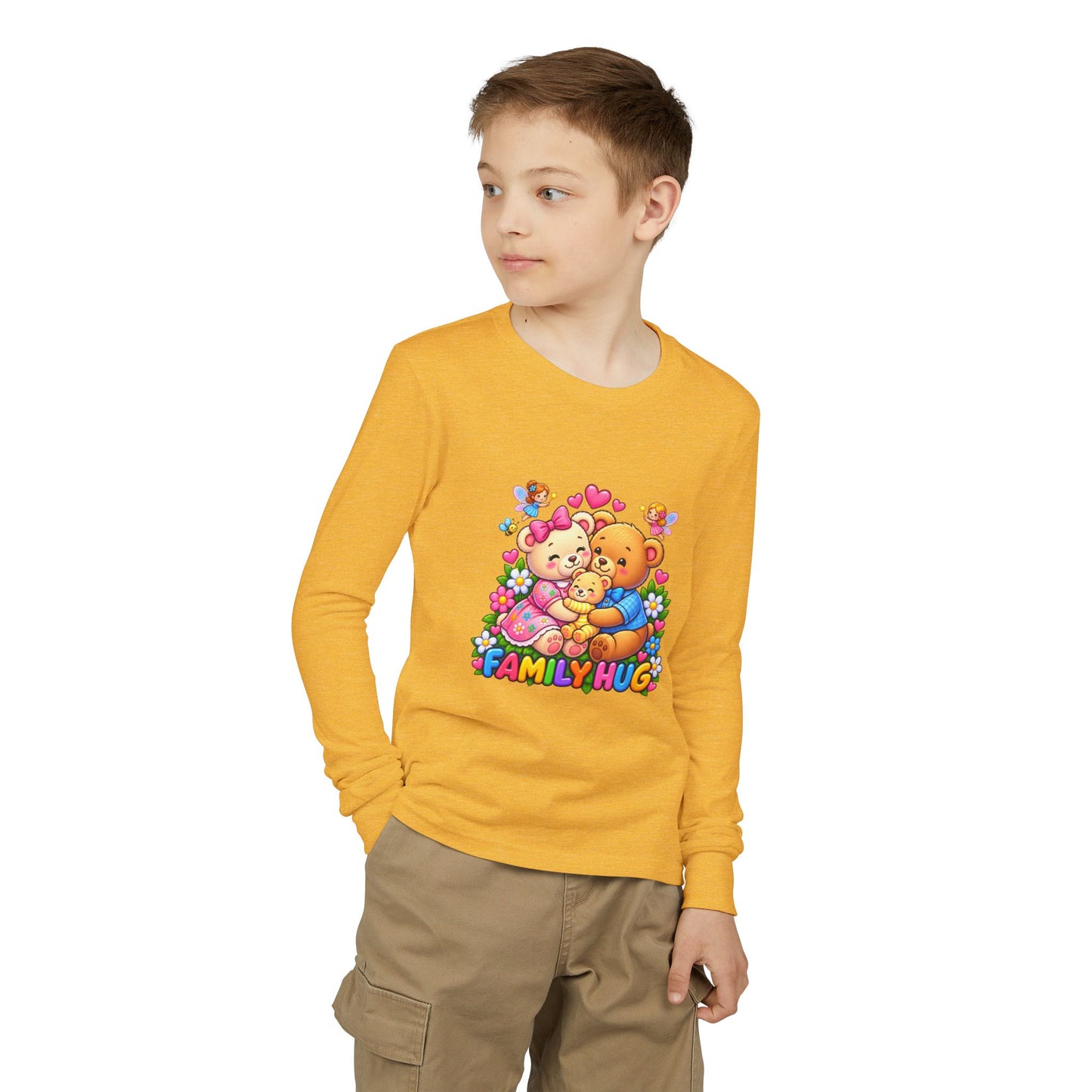 Family Hug Teddy Youth Jersey Long Sleeve Tee