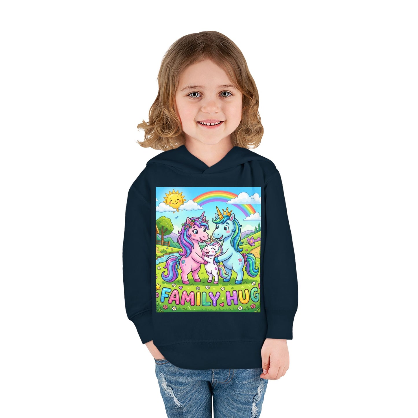 Family Hug Unicorn Toddler Pullover Fleece Hoodie