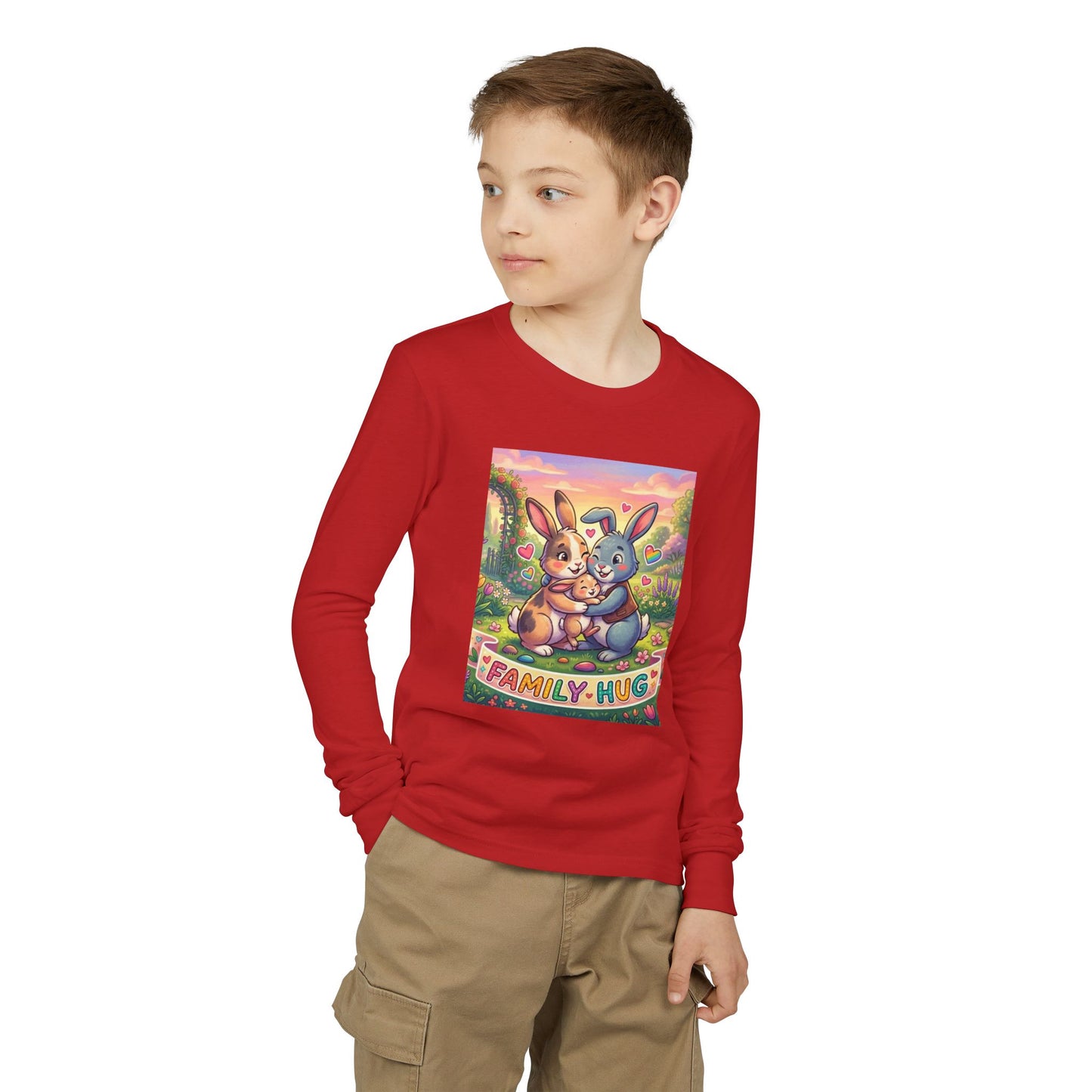 Family Hug Bunny Youth Jersey Long Sleeve Tee