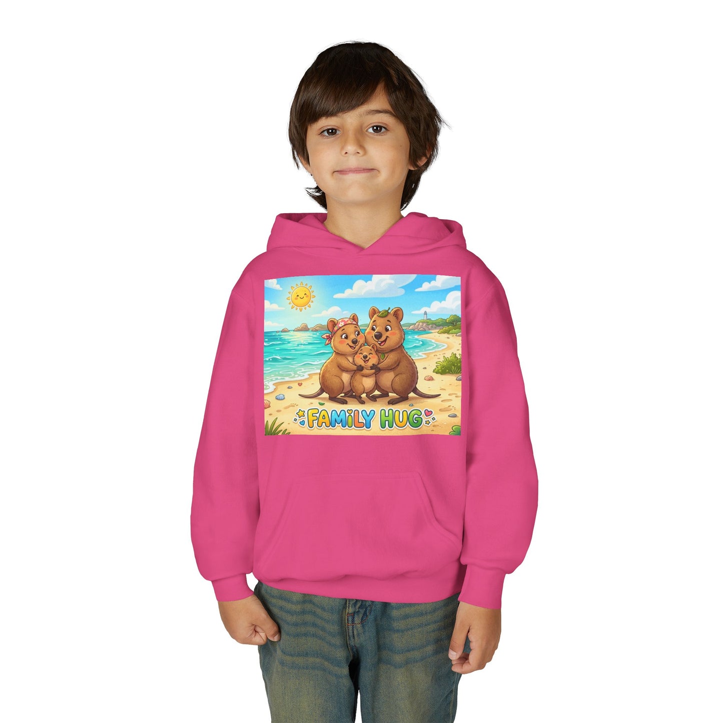 Family Hug Quokka Youth Heavy Blend Hooded Sweatshirt