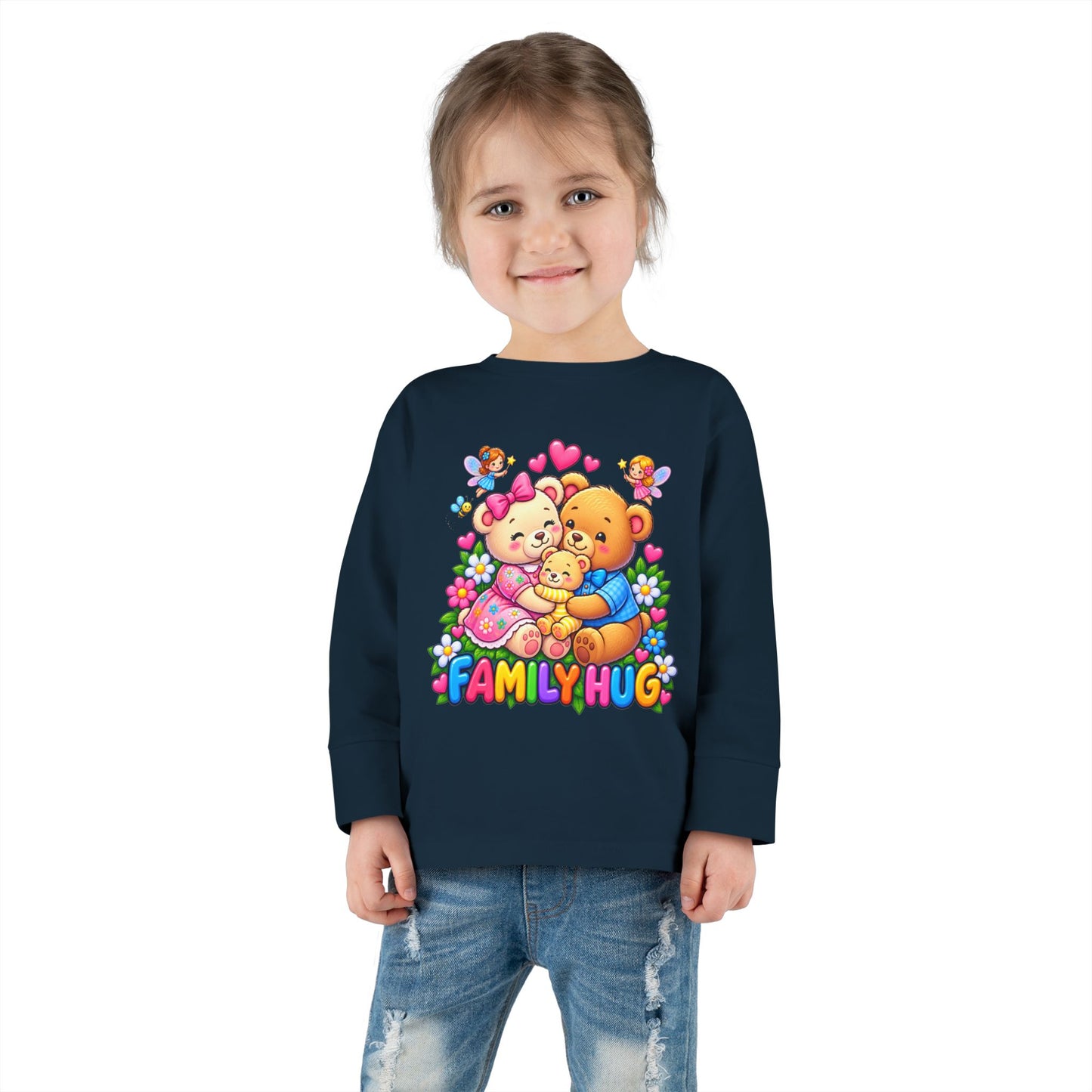 Family Hug Teddy Toddler Long Sleeve Tee