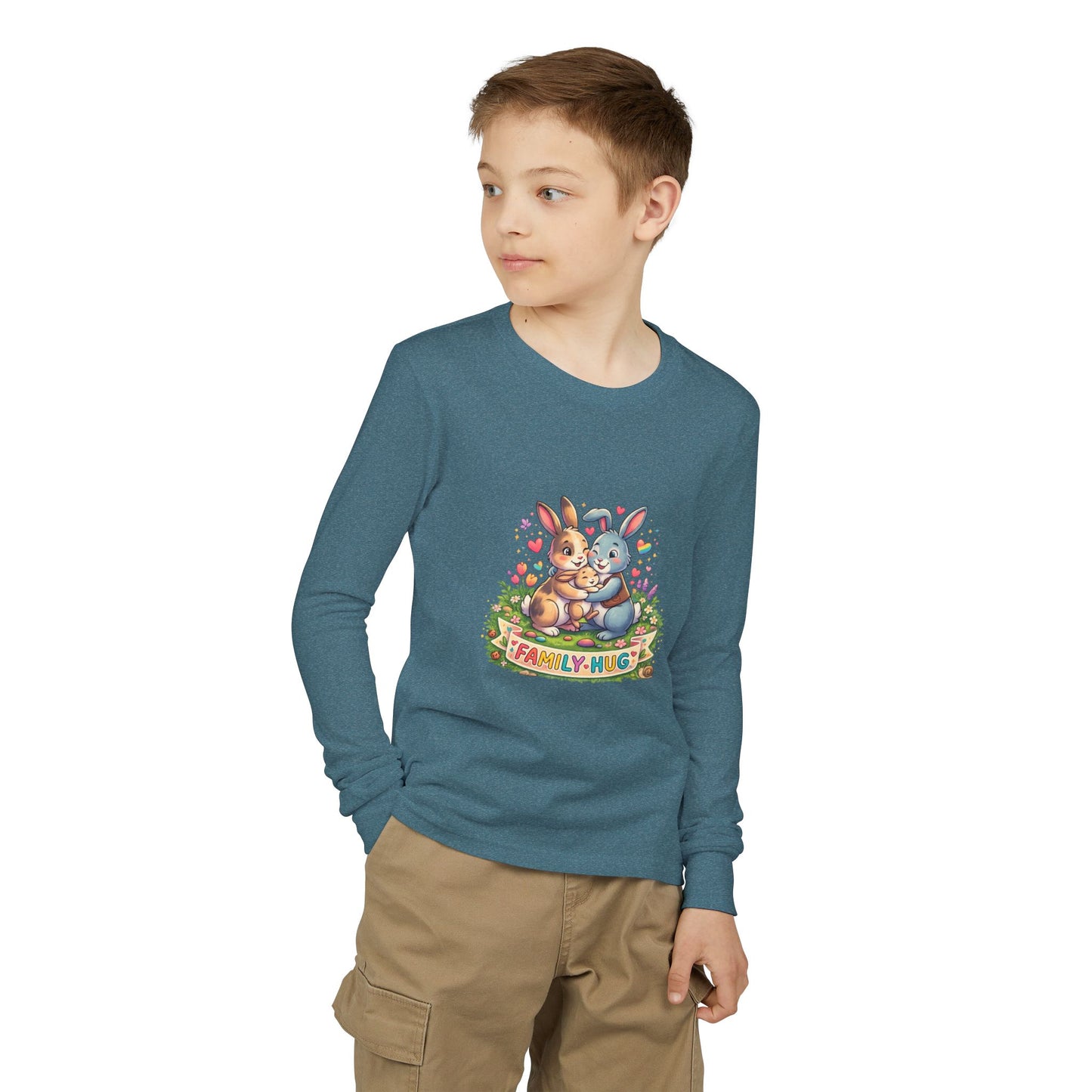 Family Hug Bunny Youth Jersey Long Sleeve Tee