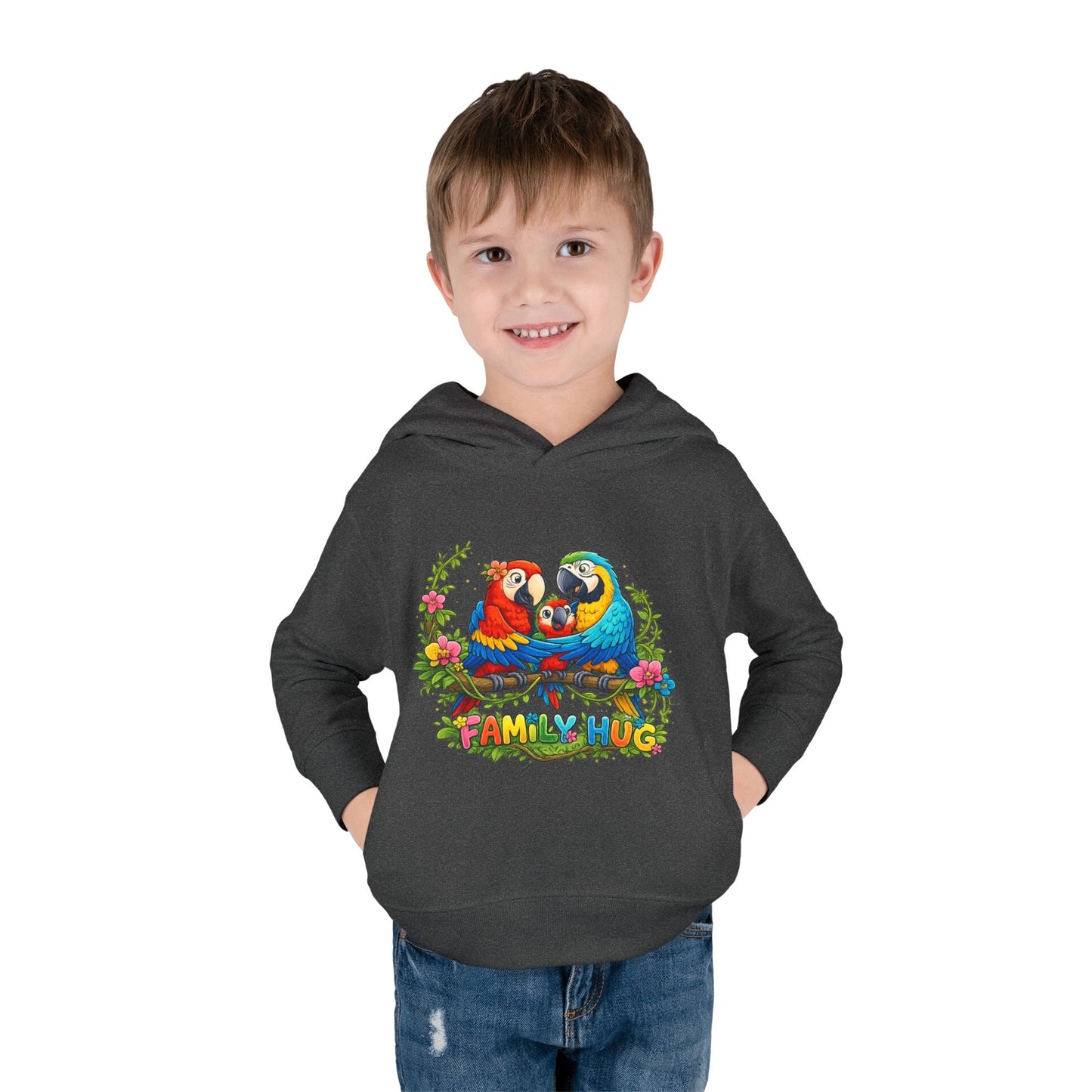 Family Hug Macaw Toddler Pullover Fleece Hoodie