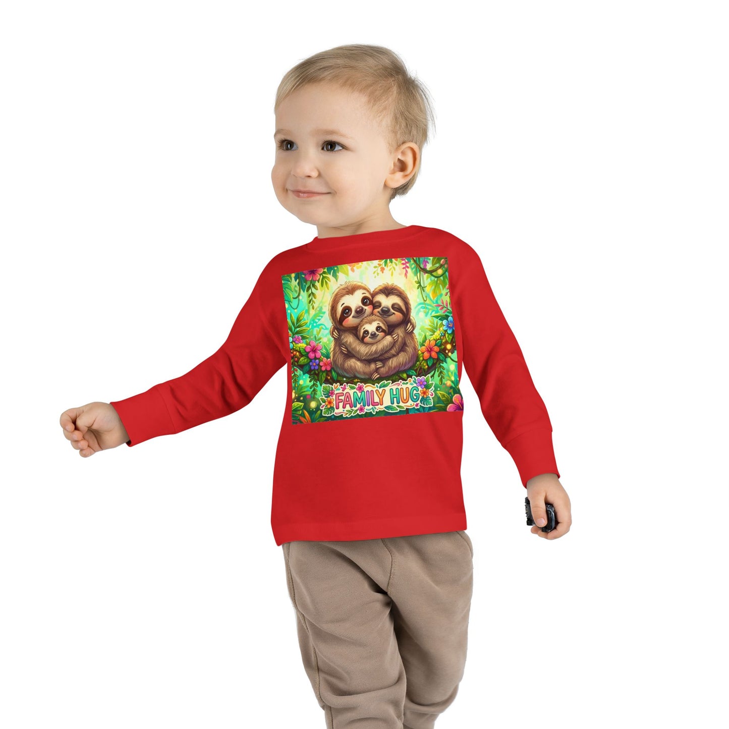 Family Hug Sloth Toddler Long Sleeve Tee