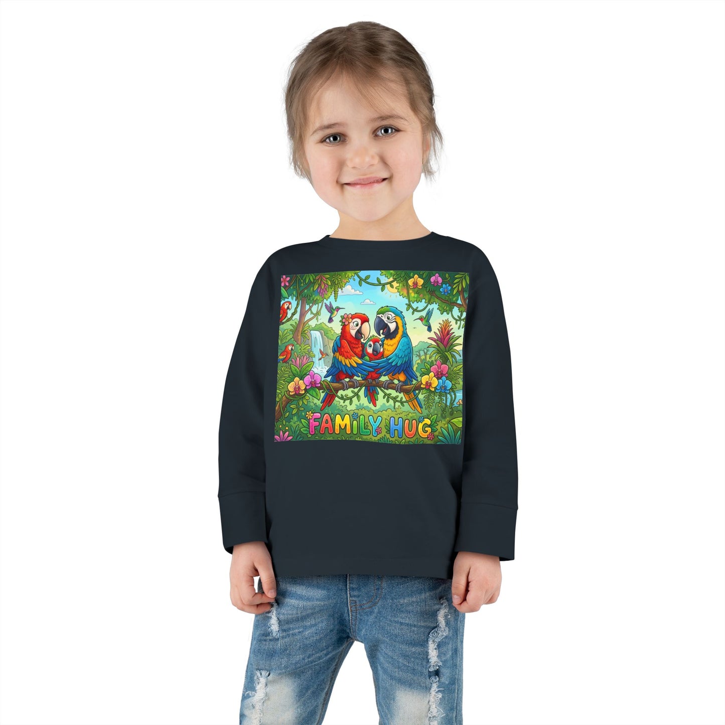 Family Hug Macaw Toddler Long Sleeve Tee
