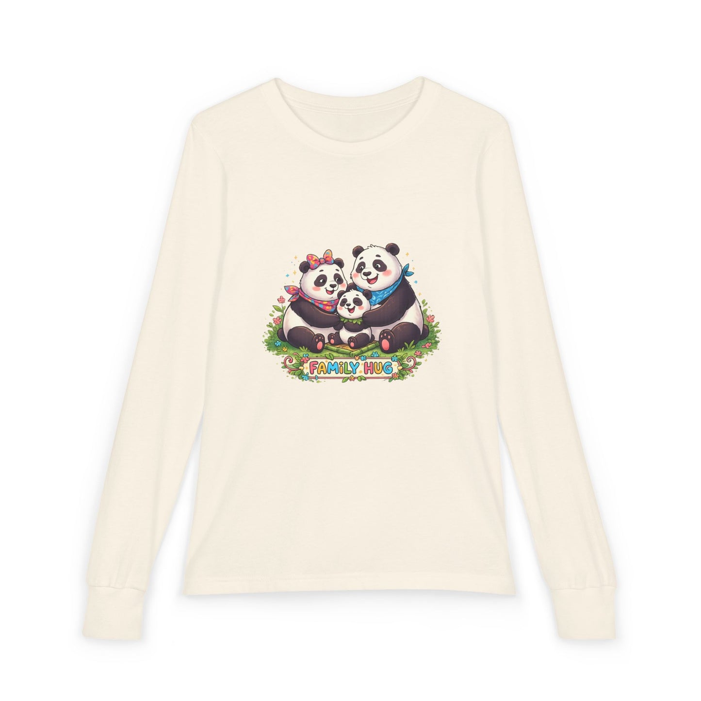 Family Hug Panda Youth Jersey Long Sleeve Tee