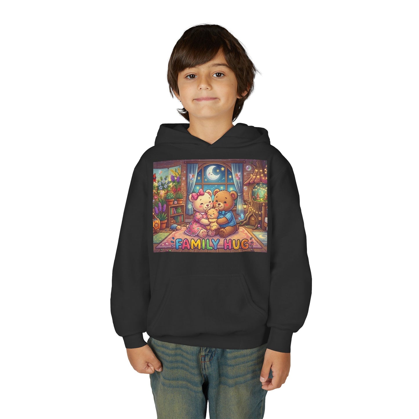 Family Hug Teddy Youth Heavy Blend Hooded Sweatshirt