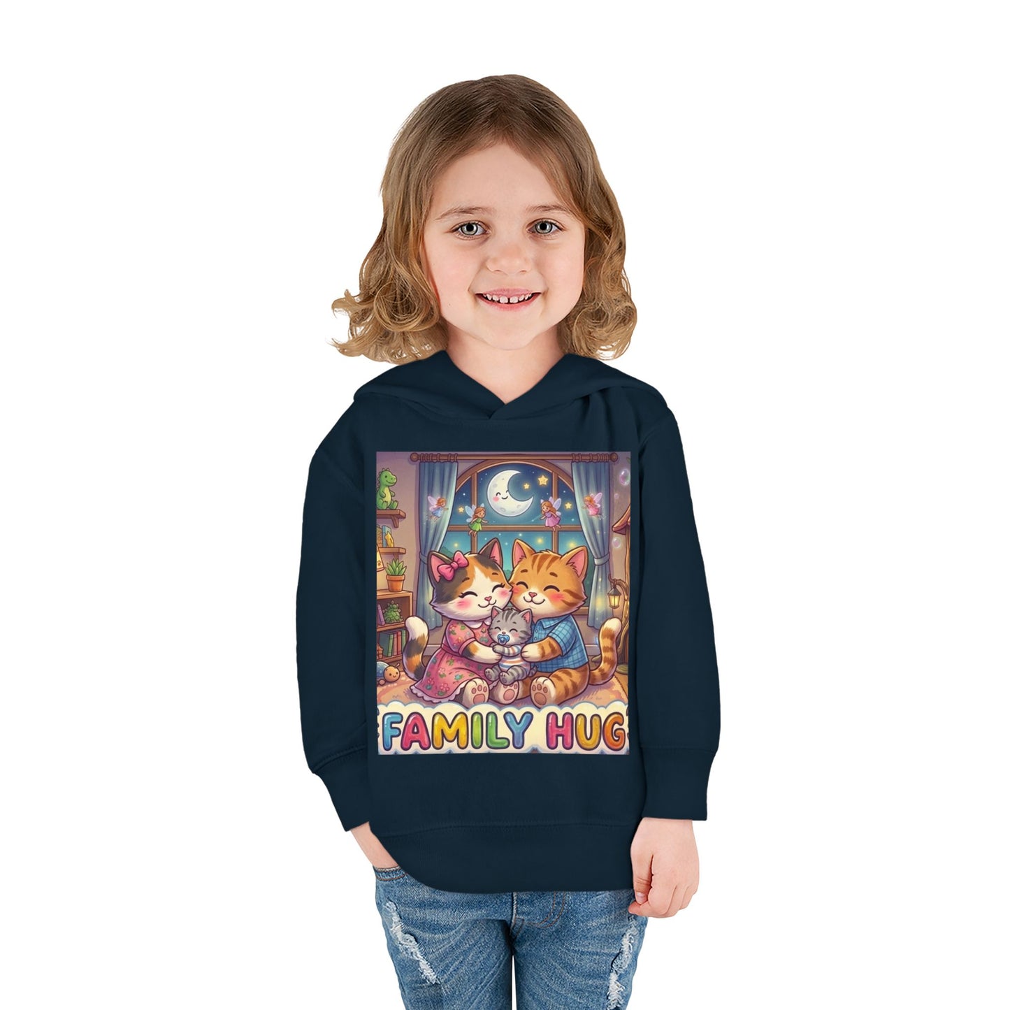 Family Hug Kitten Toddler Pullover Fleece Hoodie