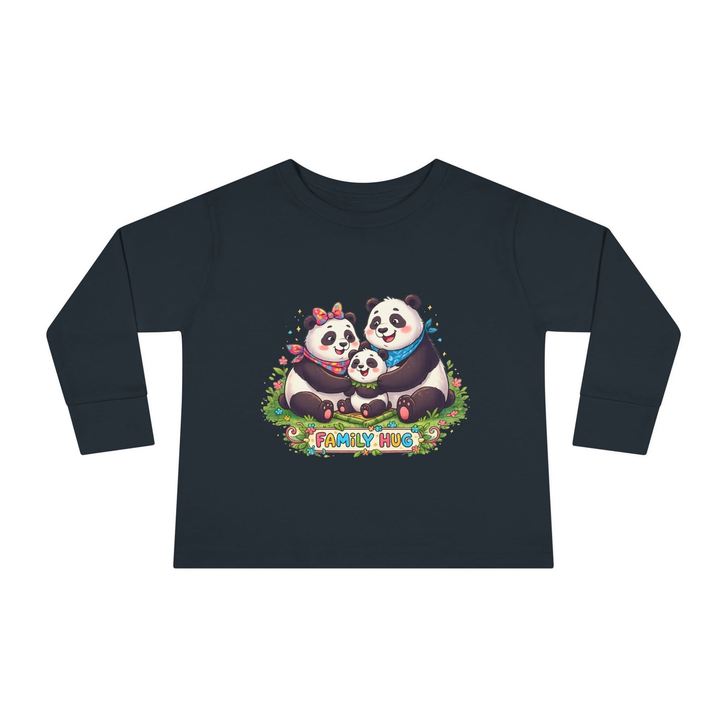 Family Hug Panda Toddler Long Sleeve Tee