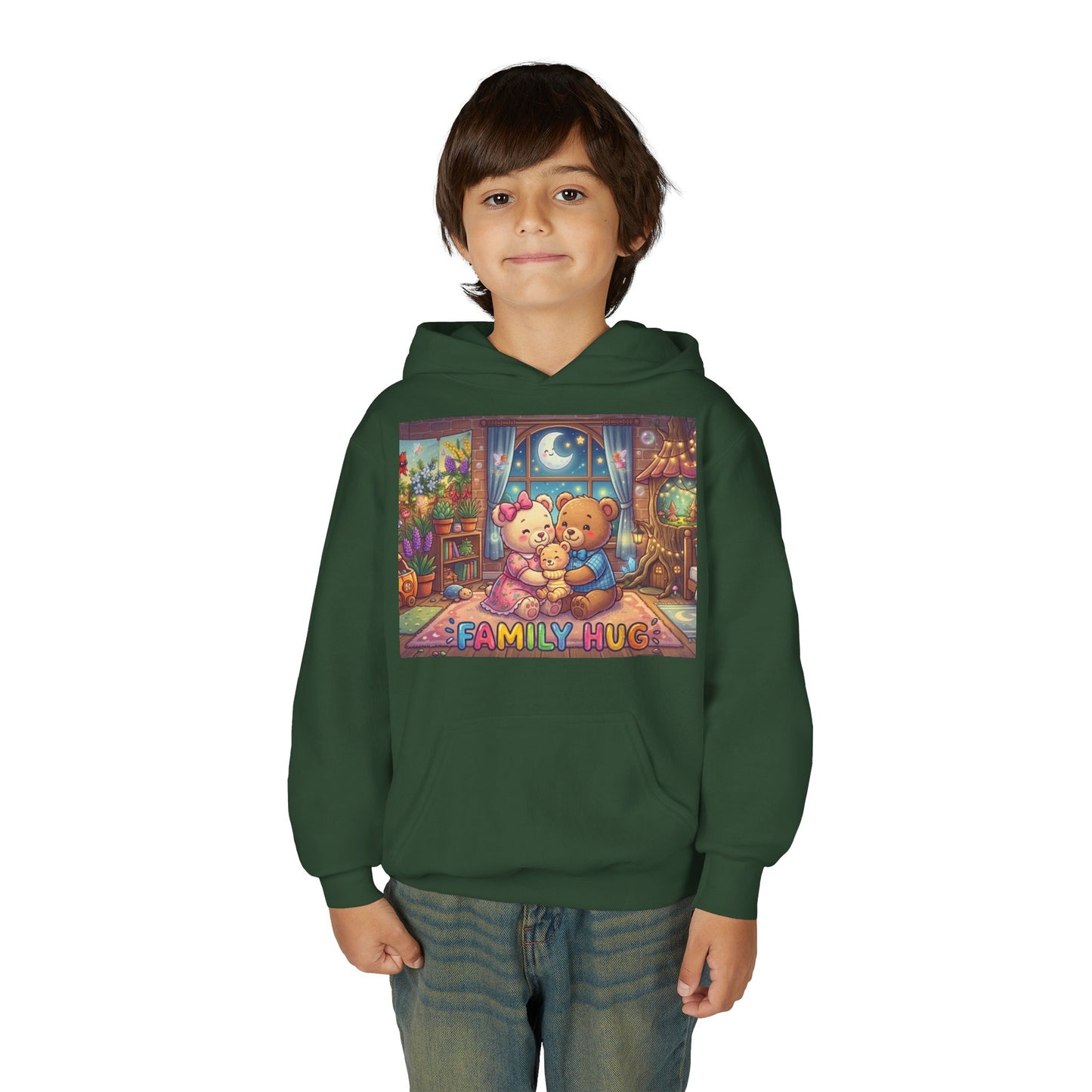 Family Hug Teddy Youth Heavy Blend Hooded Sweatshirt