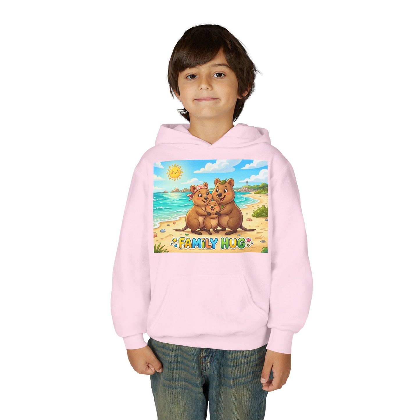 Family Hug Quokka Youth Heavy Blend Hooded Sweatshirt
