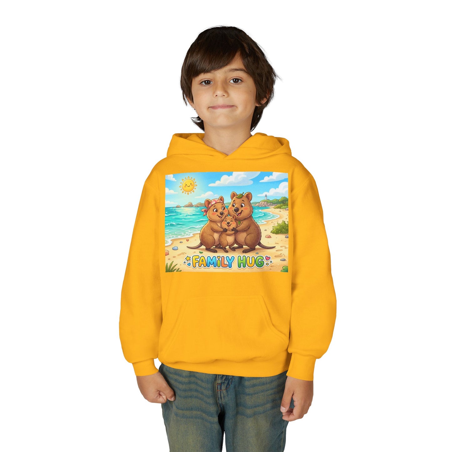 Family Hug Quokka Youth Heavy Blend Hooded Sweatshirt