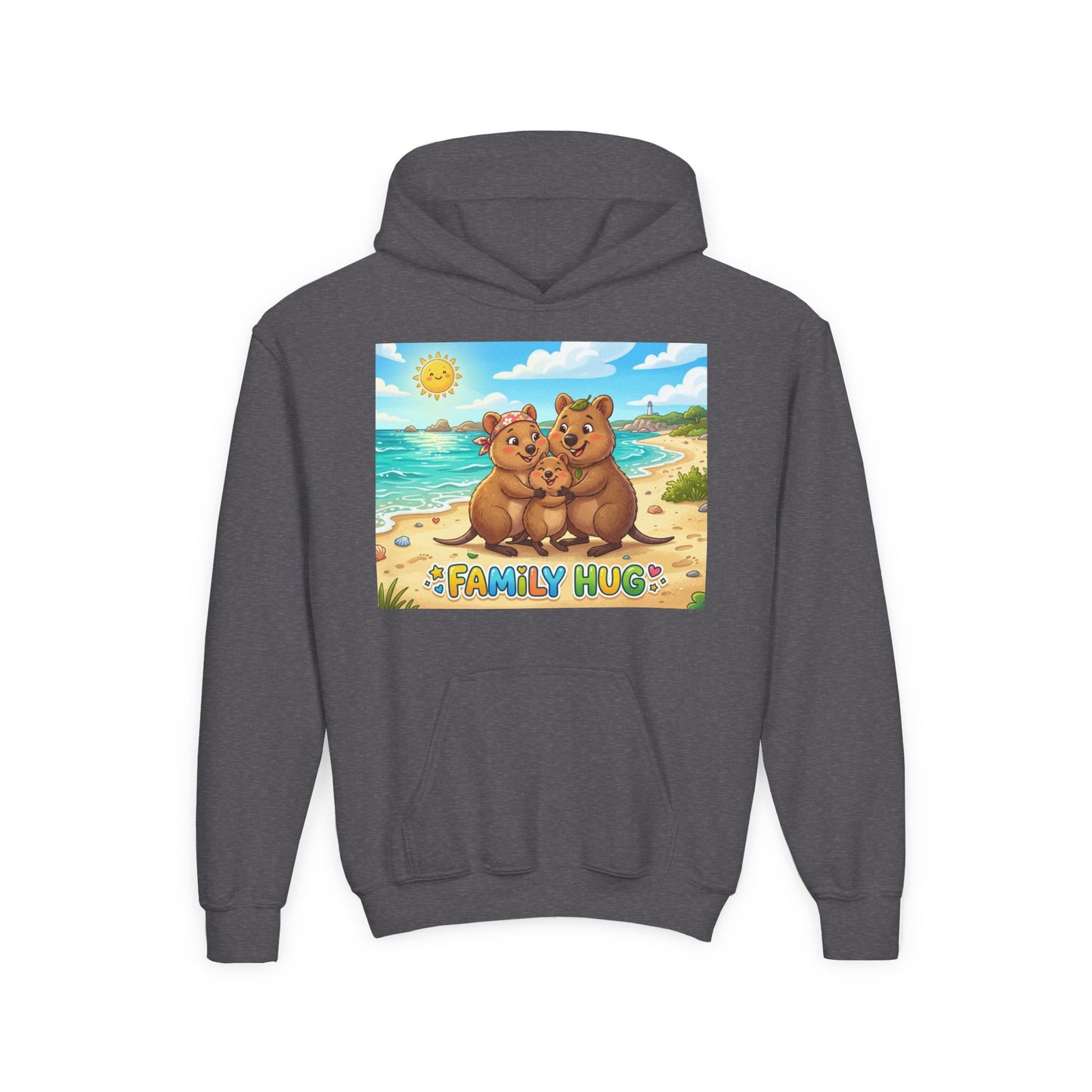 Family Hug Quokka Youth Heavy Blend Hooded Sweatshirt