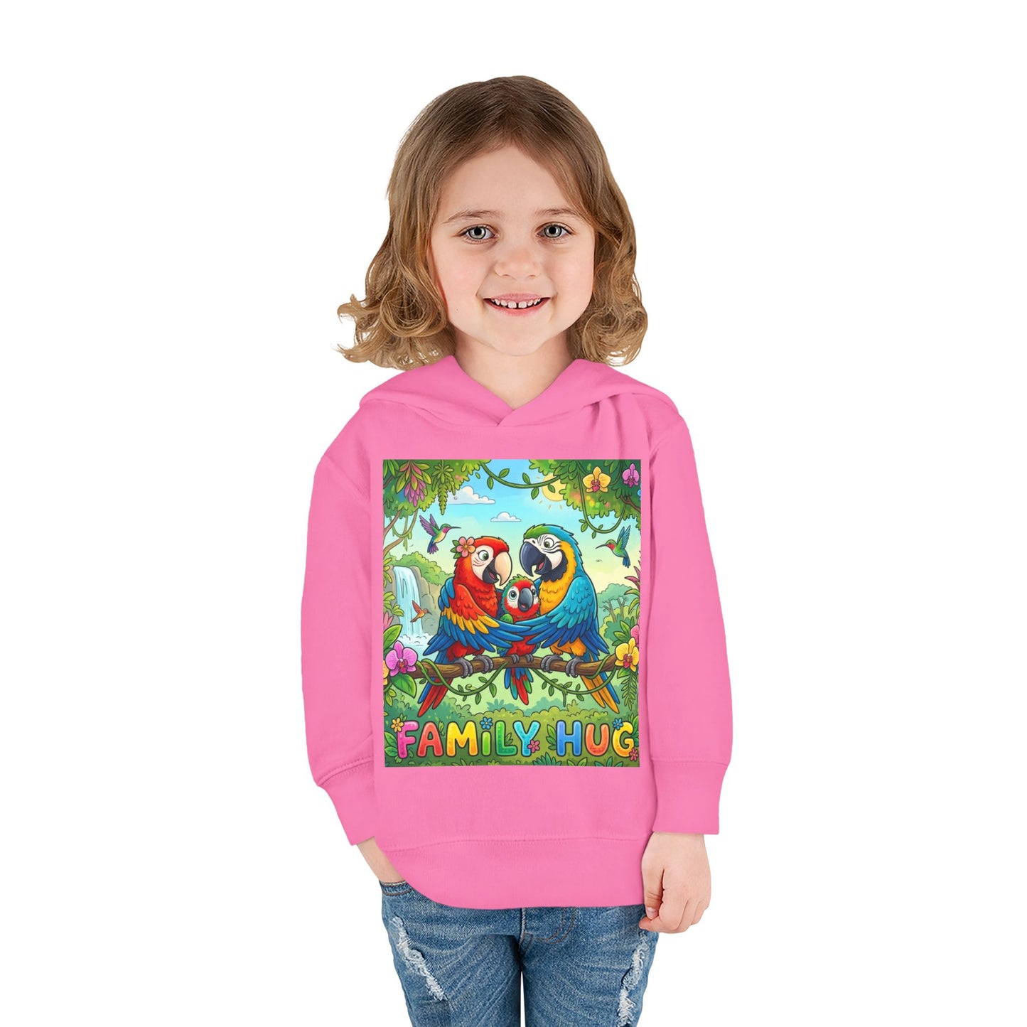 Family Hug Macaw Toddler Pullover Fleece Hoodie