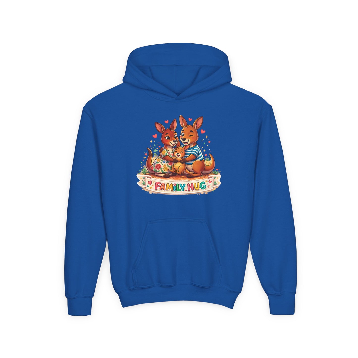 Family Hug Kangaroo Youth Heavy Blend Hooded Sweatshirt
