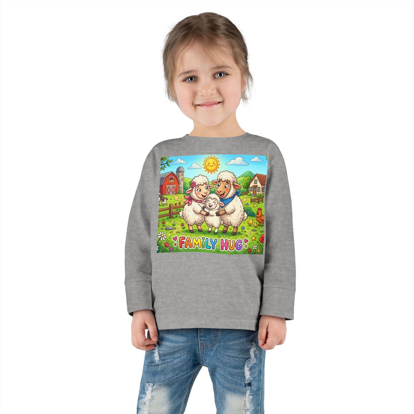 Family Hug Lamb Toddler Long Sleeve Tee