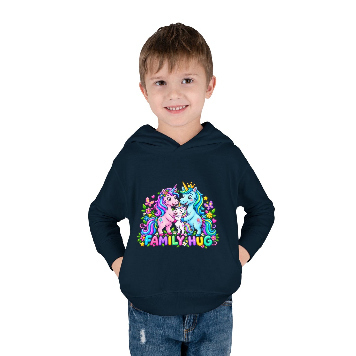 Family Hug Unicorn Toddler Pullover Fleece Hoodie
