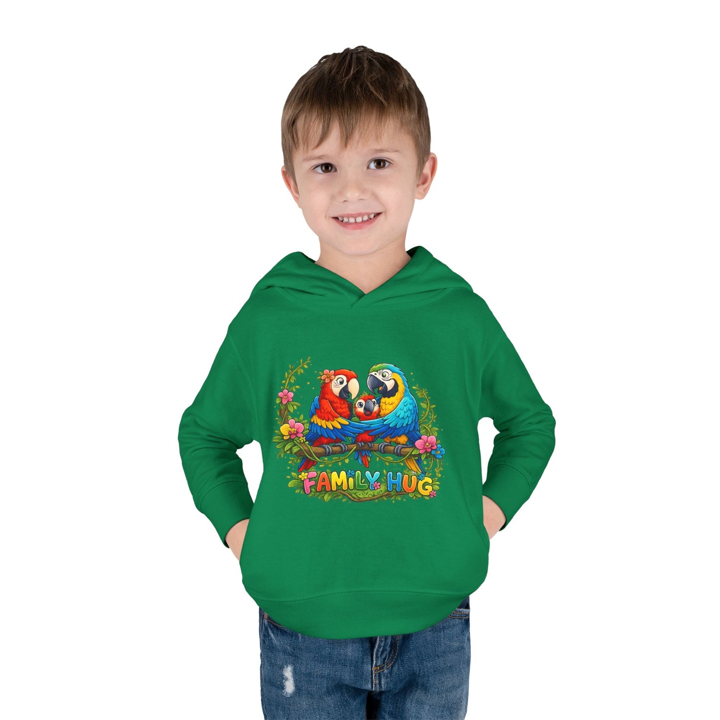 Family Hug Macaw Toddler Pullover Fleece Hoodie