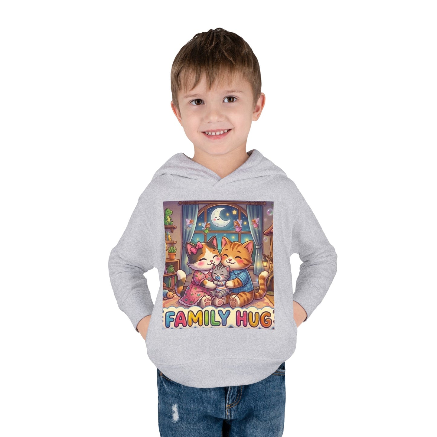Family Hug Kitten Toddler Pullover Fleece Hoodie