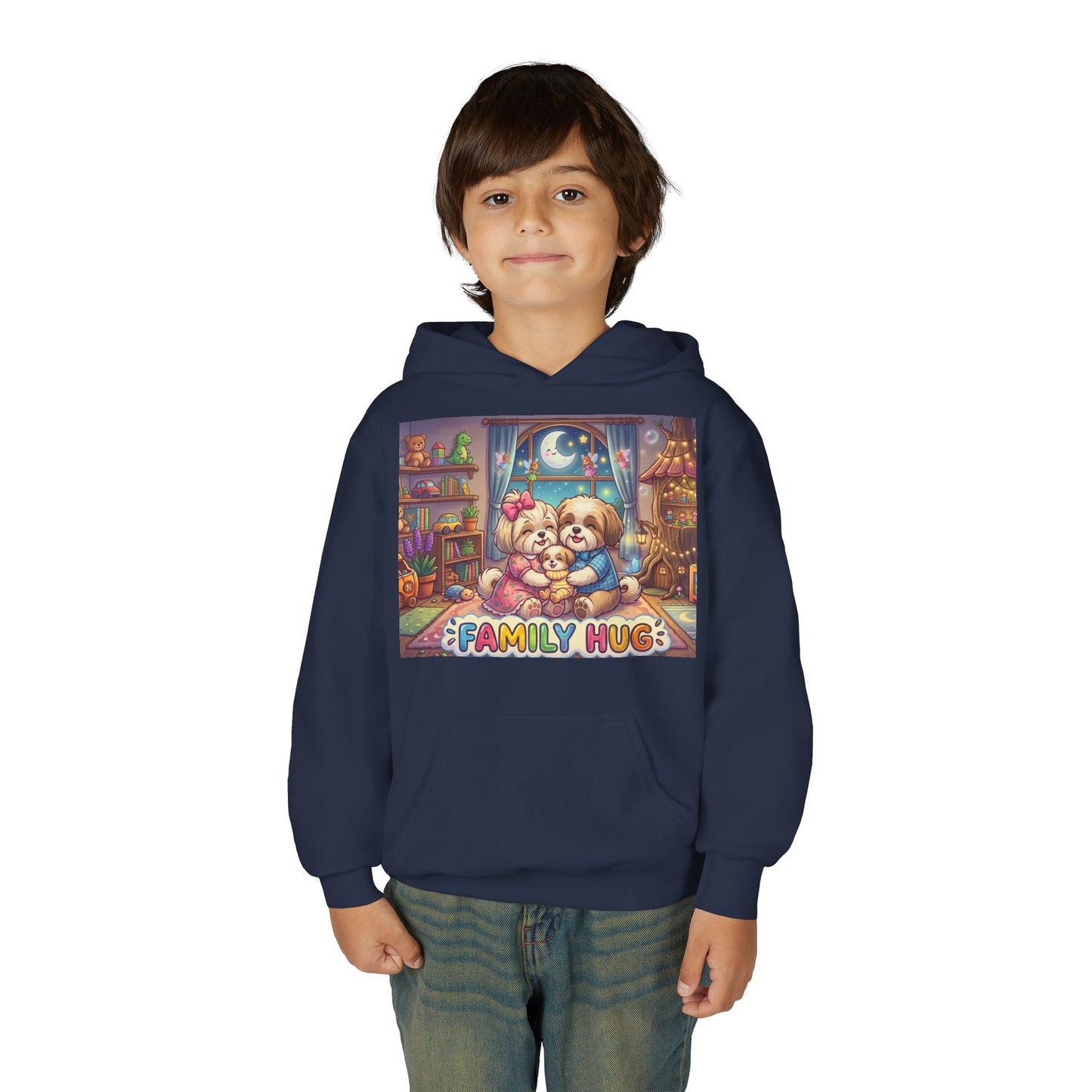 Family Hug Shih Tzu Youth Heavy Blend Hooded Sweatshirt