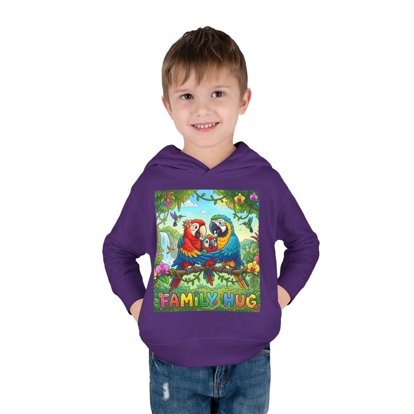 Family Hug Macaw Toddler Pullover Fleece Hoodie