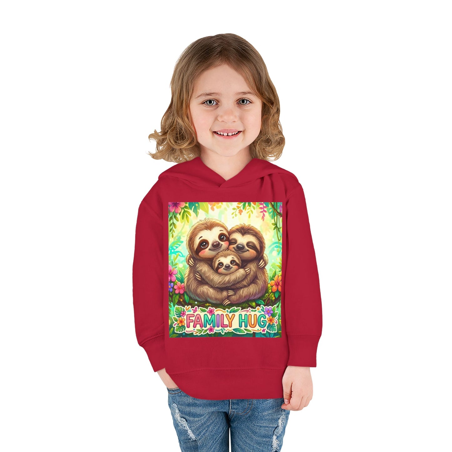 Family Hug Sloth Toddler Pullover Fleece Hoodie
