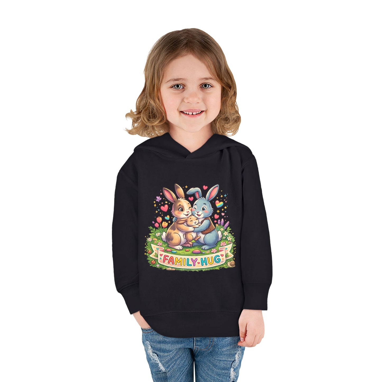 Family Hug Bunny Toddler Pullover Fleece Hoodie